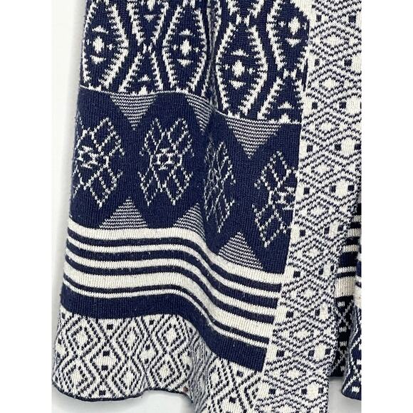 Hippie Rose Cardigan Vest Aztec Pattern Sleeveless Hood Navy White XS Southwest - Picture 5 of 10